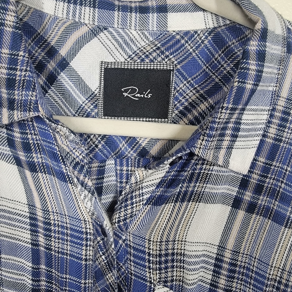 Rails Long Sleeved Plain Flannel Button Up Shirt … - image 2